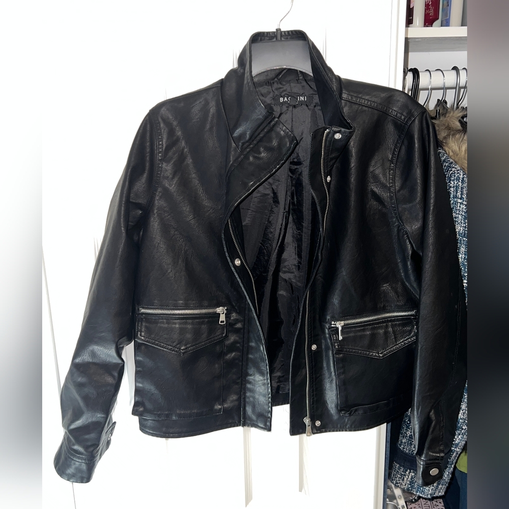 Baccini Faux Leather Jacket Size M